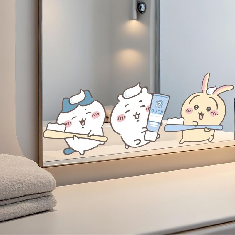 Japan Bathroom.Home - Sıcak Chiikawa Ayna Çıkartmaları Güçlü Yapışkanlı