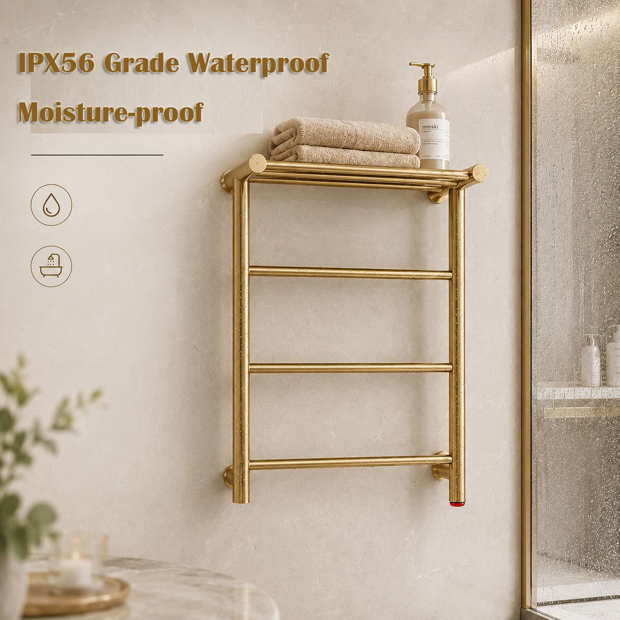 Home Bathroom Shelf - 2026 Yeni Altın Duvara Monte Elektrikli