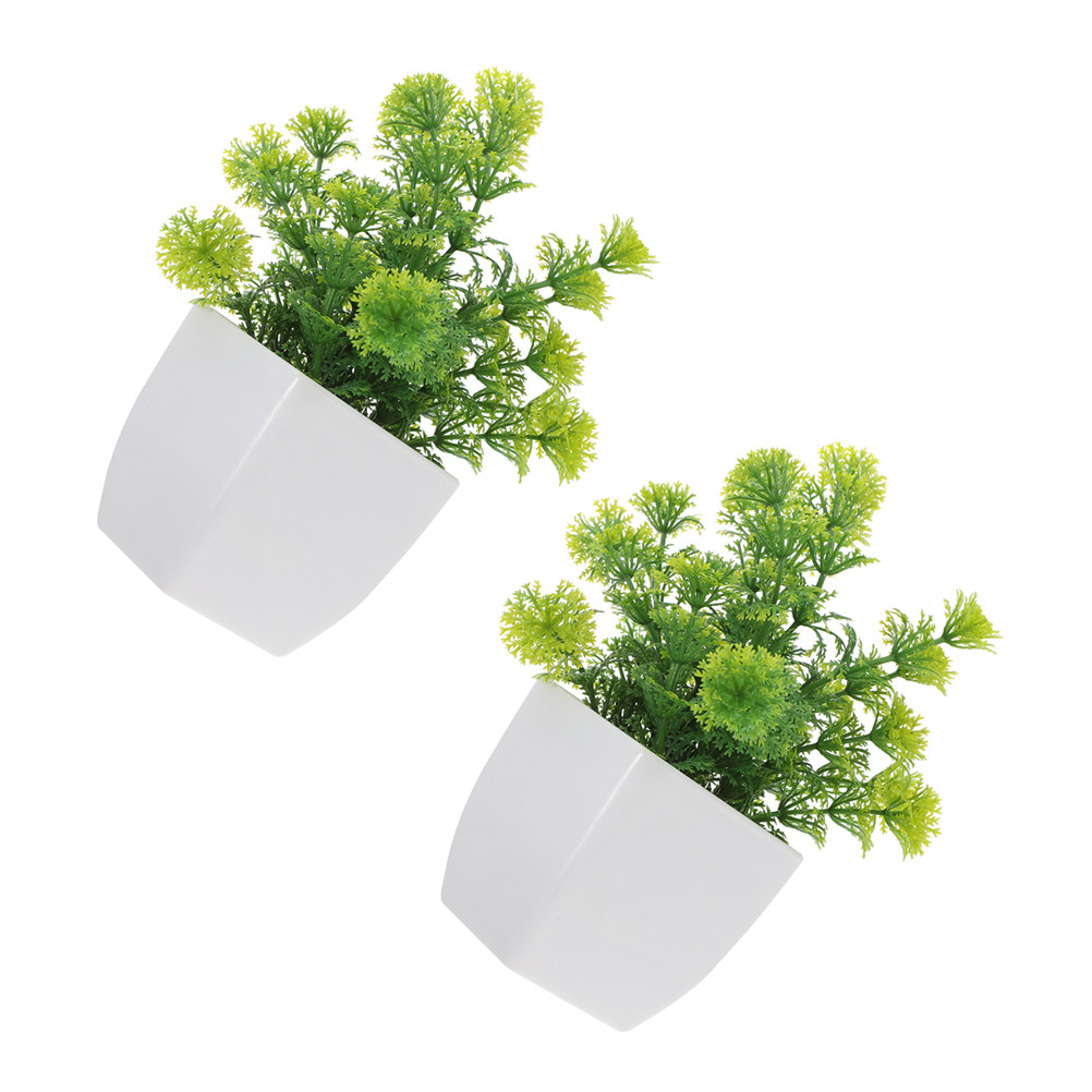 Home Bathroom Shelf - 2 Adet Küçük Yapay Bonsai Bitkisi