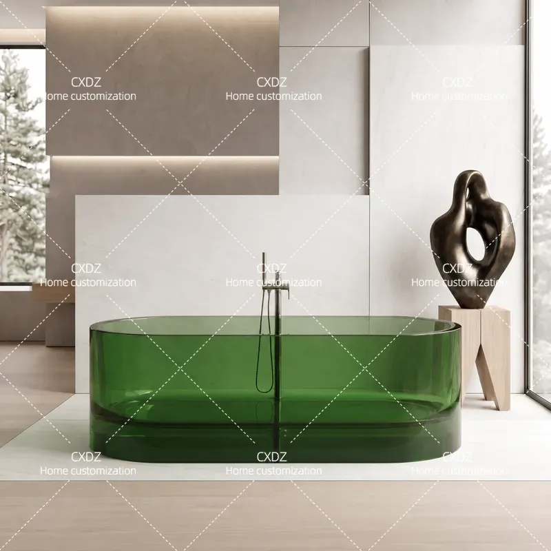 Home Bathroom Tub - Ayaklı Şeffaf Reçine Küvet Oval Renkli