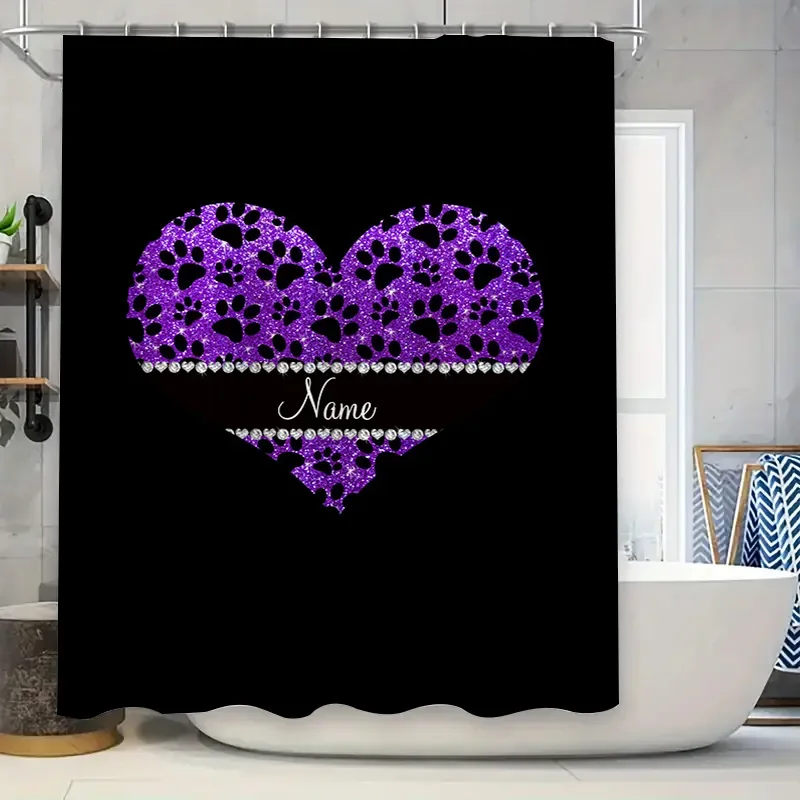 Home Bathroom Name - Mor Kalp Duş Perdesi İsimle Özelleştirilebilir