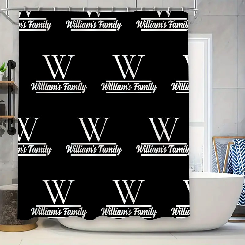 Home Bathroom Name - Özelleştirilebilir Kişiselleştirilmiş Banyo Duş Perdesi Su