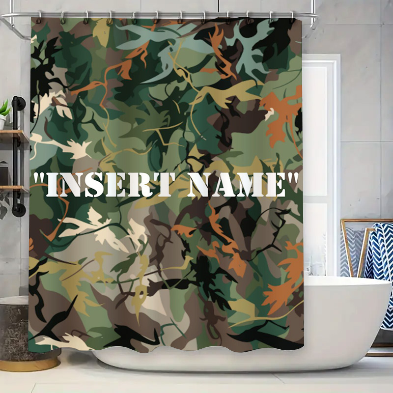 Home Bathroom Name - Kişiselleştirilmiş Kamuflaj Baskı Duş Perdesi Banyo