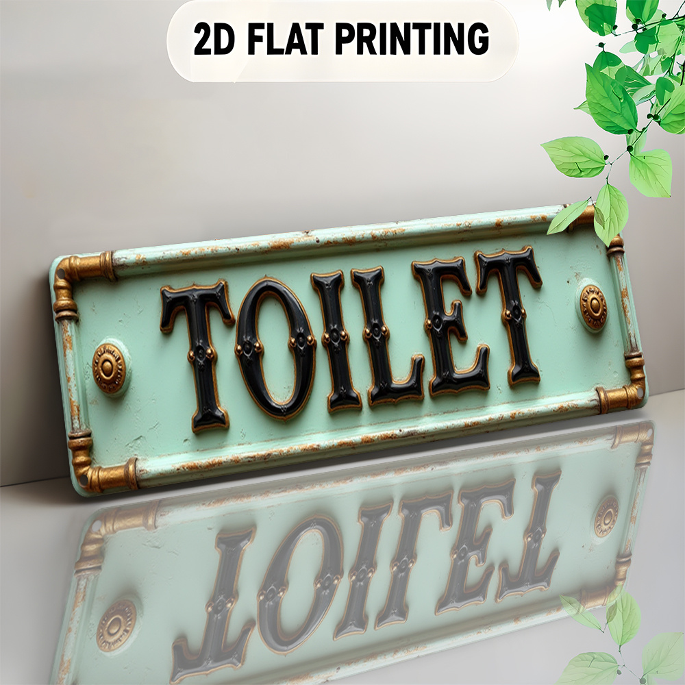 Home Bathroom Decor - 2D Düz, Vintage Tuvalet Tabelası -
