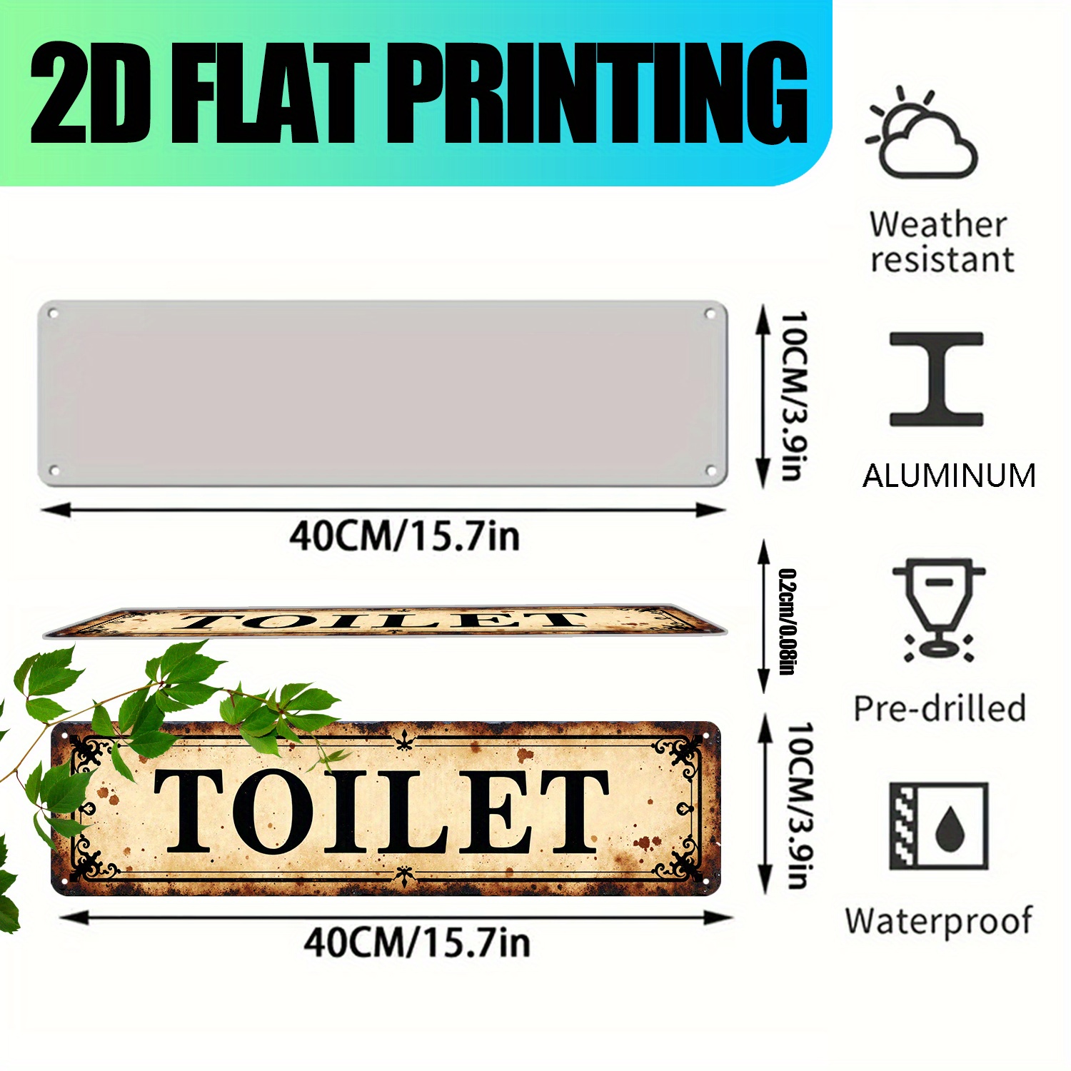 2D Düz, Vintage Alüminyum Duva - Home Bathroom Decor incelemesi ve fiyatı