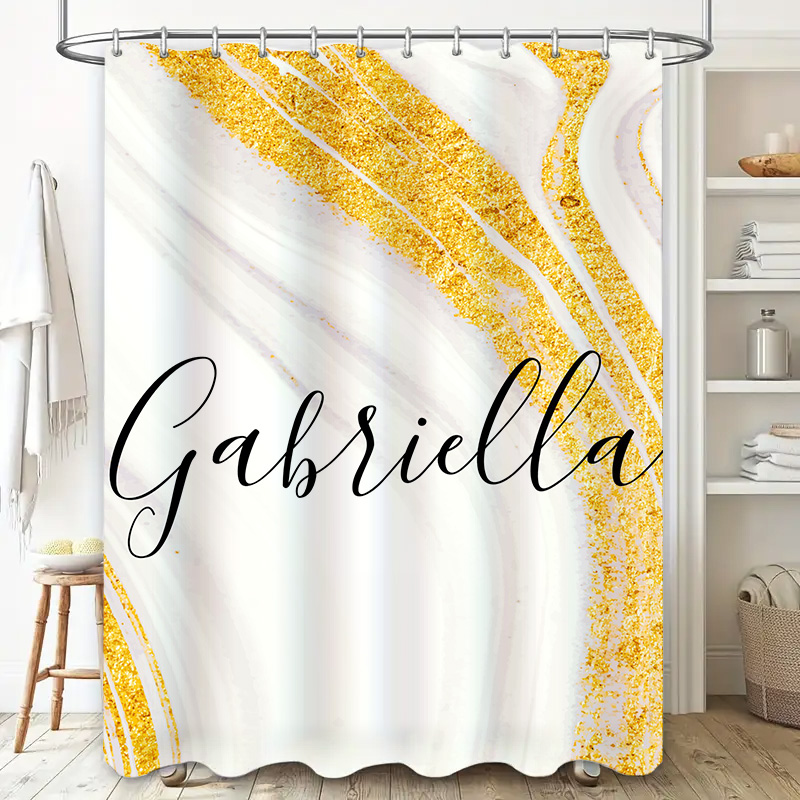 Altın Mermer Duş Perdesi Kişis - Home Bathroom Name incelemesi ve fiyatı