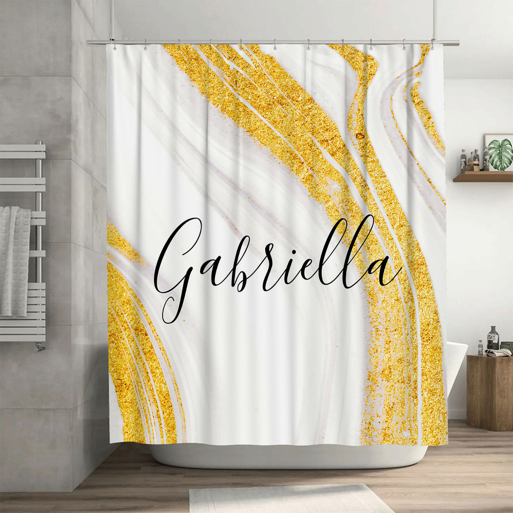 Altın Mermer Duş Perdesi Kişis - Home Bathroom Name incelemesi ve fiyatı