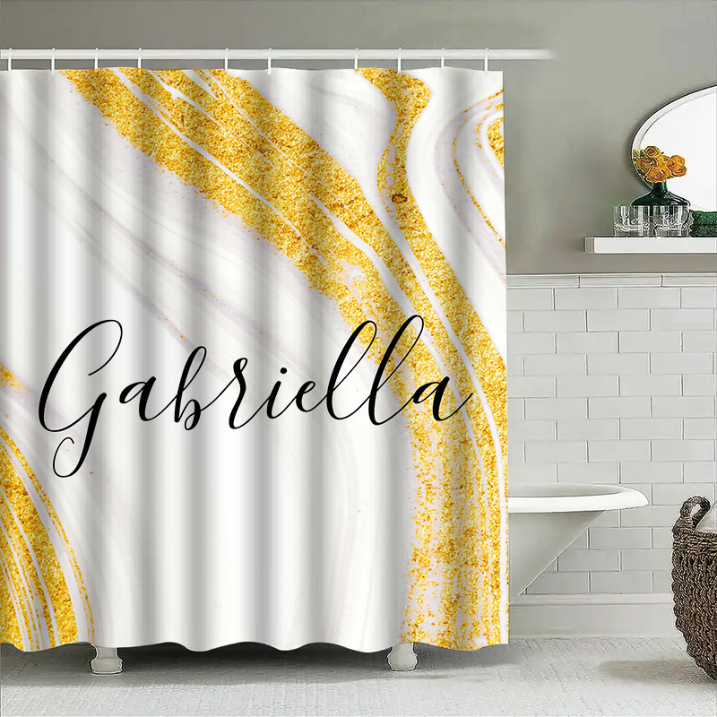 Altın Mermer Duş Perdesi Kişis - Home Bathroom Name incelemesi ve fiyatı