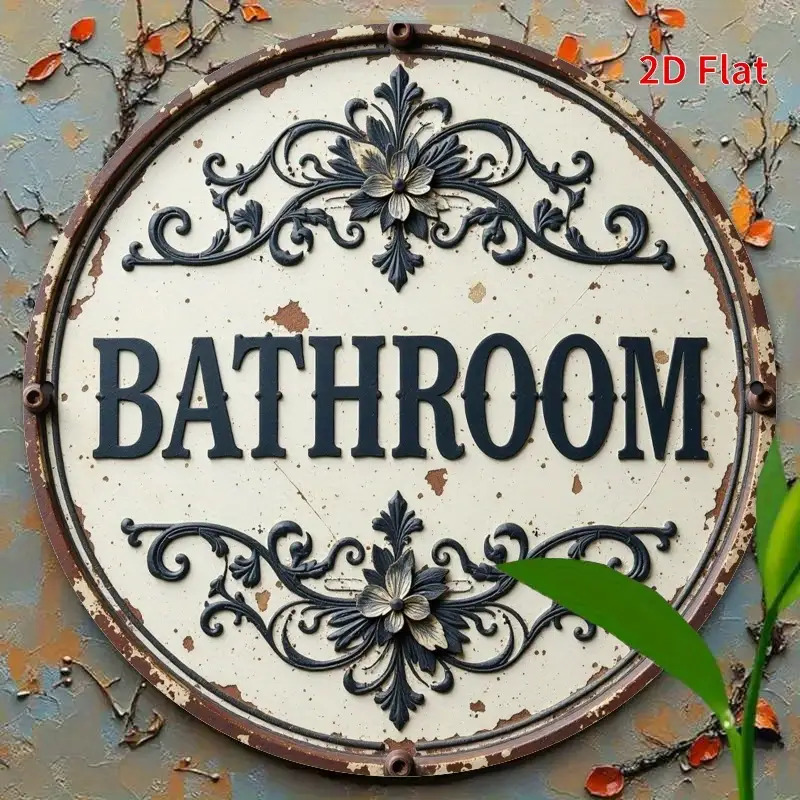 2D Düz, 1 adet Vintage Yuvarla - Home Bathroom Name incelemesi ve fiyatı