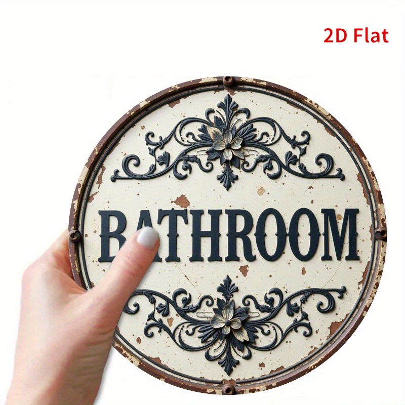 2D Düz, 1 adet Vintage Yuvarla - Home Bathroom Name incelemesi ve fiyatı